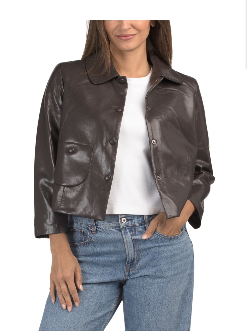 House of Harlow 1960 Faux Leather A-Line Jacket